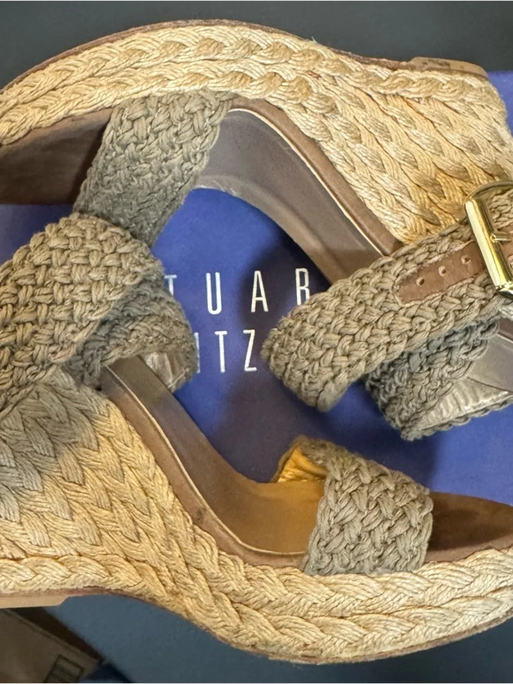 Stuart Weitzman Beige Braided Espadrille Wedge Sandals - Picture 3 of 8